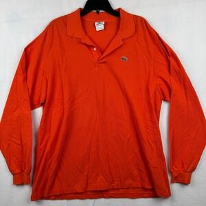 Lacoste Polo Shirt Mens Size 8 Long Sleeve Classic Fit Orange Casual